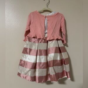 Pink Butterfly Striped Kids Dress